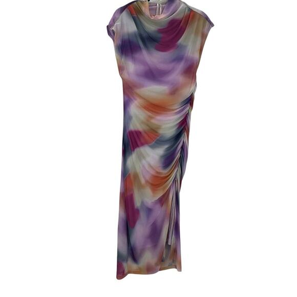 Anthropologie Maya Ruched Cowl-Neck Mesh Edition Dress Pink Combo Size M NWOT - Picture 5 of 12